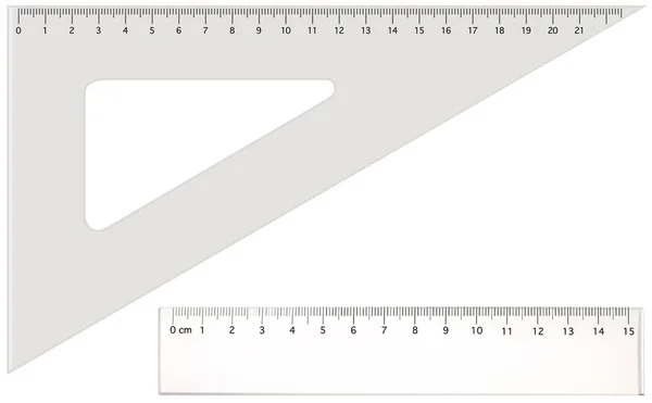 Two Transparent Rulers Long Triangle Ruler Illustration Isolated White Background — Stock Vector