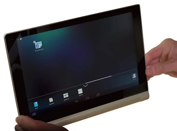 Tablet Isolato Sfondo Bianco Illustrazione Fotorealistica Vettore — Vettoriale Stock