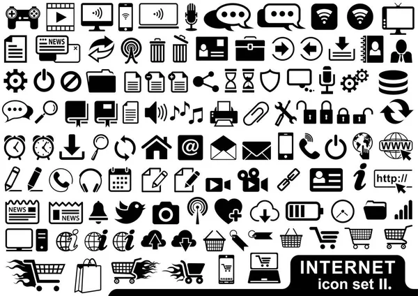 Internet Icon Set Black Color Illustrations Your Projects Vector — Stock Vector