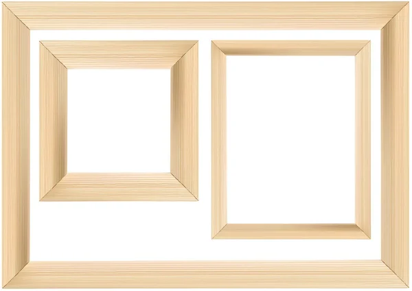 Set Wooden Frame Isolated White Background Detailed Illustration Vector — Stock Vector