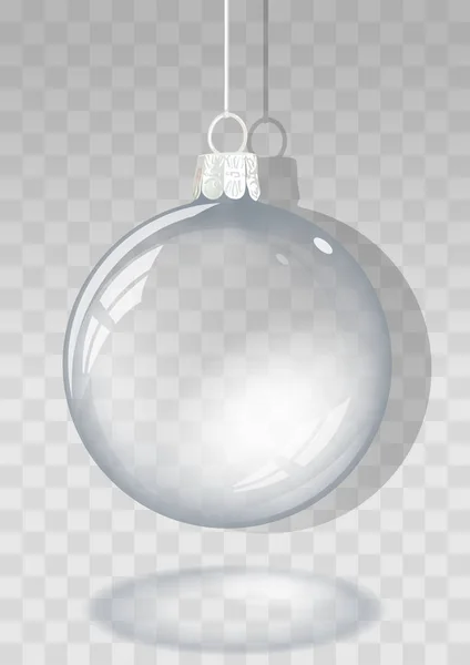 プロジェクト 市松模様の背景 ベクトルの上のガラス玉で着色されたイラストの透明なクリスマス ボール — ストックベクタ