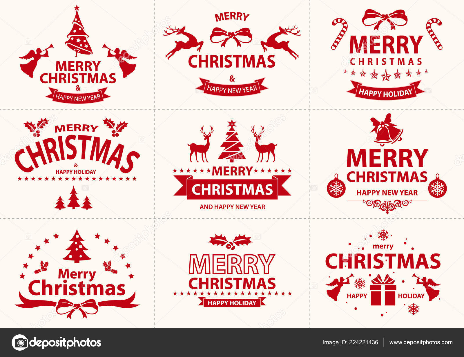 set red merry christmas label pretty christmas badge collection
