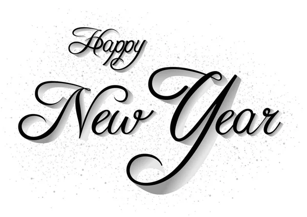 Happy New Year Inscription White Glittering Background Shadows Illustration Vector — Stock Vector