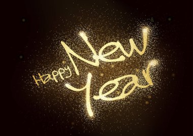 Mutlu yeni yıl Glitter tebrik üzerinde siyah arka plan - soyut illüstrasyon vektör