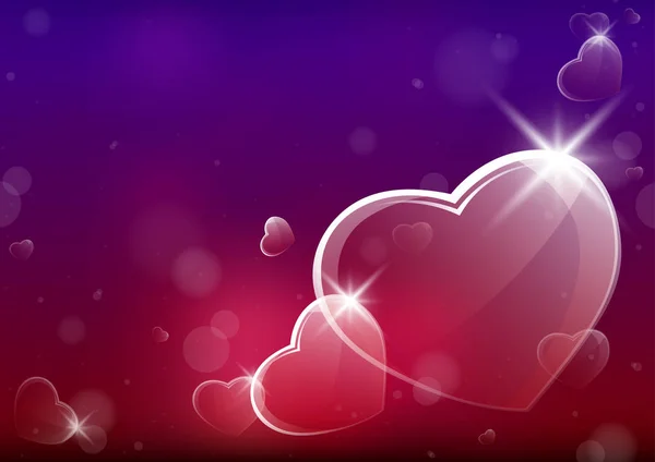 Résumé Fond Saint Valentin Avec Des Coeurs Vitreux Sur Fond — Image vectorielle