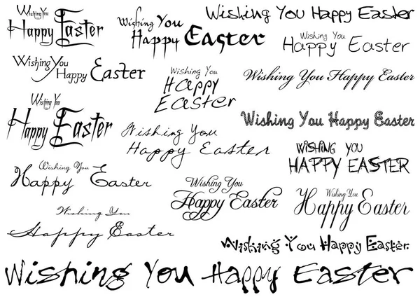 Inscrições Happy Easter Set Coleção Preto Branco Como Elementos Design —  Vetores de Stock