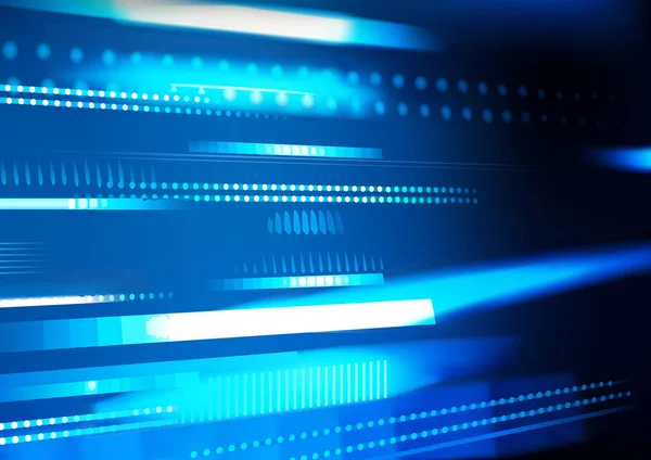 Abstract Technische Achtergrond Met Gloeiende Strepen Donkerblauwe Achtergrond Lichtstrepen Lijnen — Stockvector