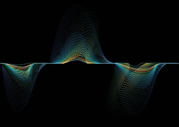 声波背景 黑色背景上的彩色频率图 矢量图解 — 图库矢量图片