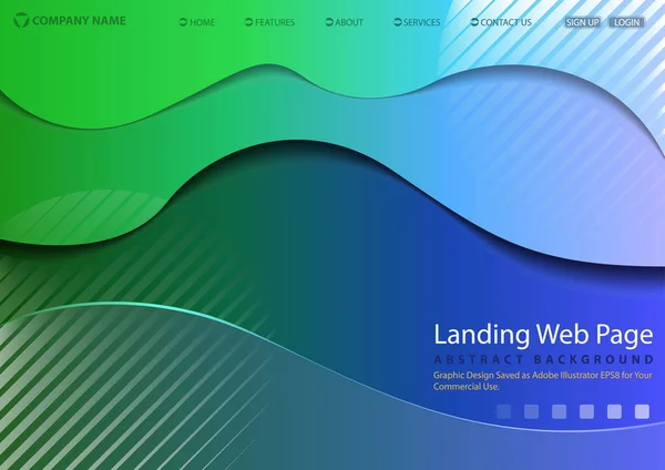 Página Web Moderna Landing Page Con Capas Formas Coloridas Elementos — Vector de stock