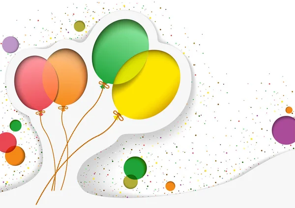 Födelsedagskort Med Ballonger Stil Med Cutouts Hälsning Bakgrund Illustration Vektor — Stock vektor