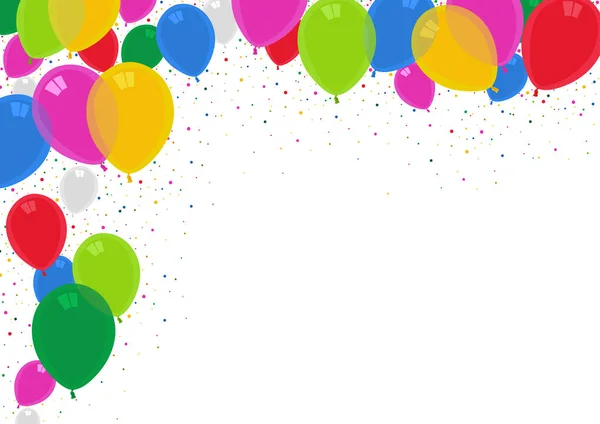 Πολύχρωμο Φόντο Μπαλόνια Κόμμα Κομφετί Γενέθλια Εορταστική Εικονογράφηση Για Γραφικά — Διανυσματικό Αρχείο