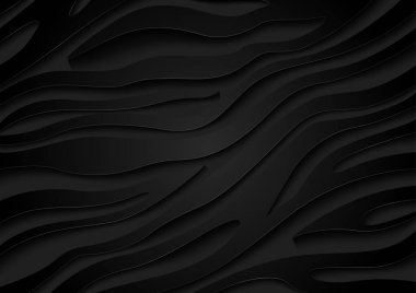 Üç Boyutlu Efektli Siyah Kabartmalı Zebra Deseni - Soyut Resimde Hayvan Yapısı Arkaplanı, Vektör Grafiği