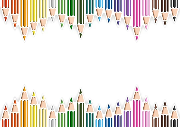 Colorful Pencils Cutout Style White Background Three Dimensional Shadows Abstract — Stock Vector