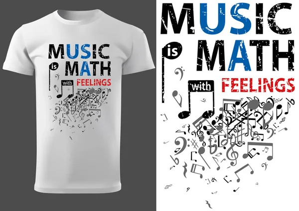 Müzik Sloganı ve Müzik Notaları ile T-shirt — Stok Vektör