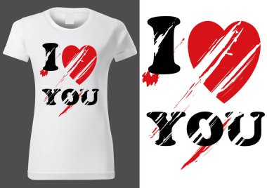 Kadın Beyaz T-shirt Tasarım Yazıt I Love You ile