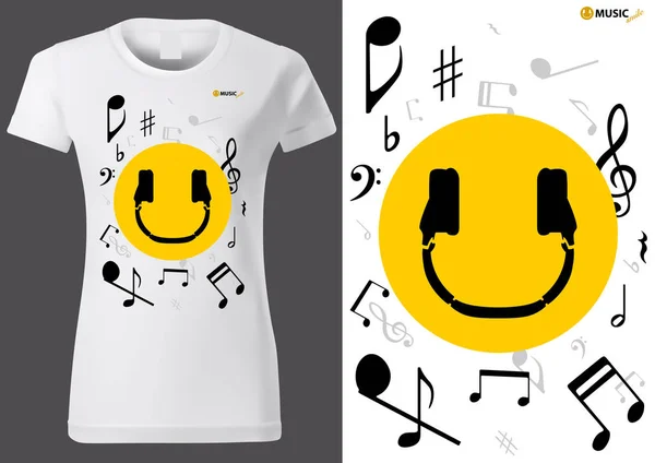 T-shirt bianca Design con Emoji Sorridente — Vettoriale Stock