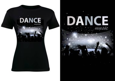 Disko Dans Teması ile Siyah T-shirt Tasarım