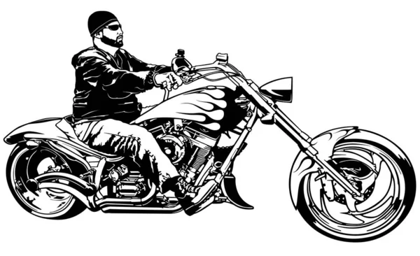 Motociclista en motocicleta de perfil — Archivo Imágenes Vectoriales