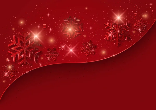 Roter Weihnachtshintergrund Mit Schneeflocken Und Glitzern Grafikdesign Für Frohe Weihnachtsgrüße — Stockvektor