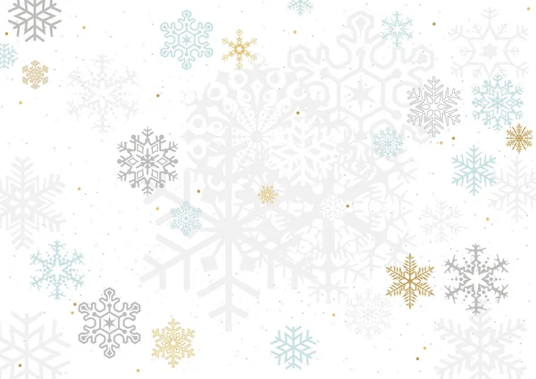 白い雪の上にカラフルなパステルカラーの雪の結晶クリスマスの背景 クリスマスの挨拶やその他のためのグラフィックデザイン ベクトル — ストックベクタ