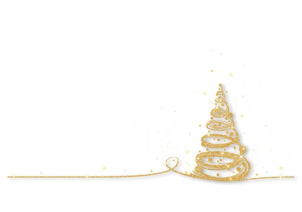 Árbol Navidad Brillante Oro Sobre Fondo Blanco Ilustración Gráfica Abstracta — Archivo Imágenes Vectoriales