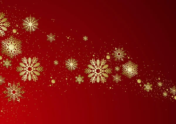 黄金の雪の結晶と黄金の塵と赤いクリスマスの背景 クリスマスの挨拶やその他のためのグラフィックデザイン ベクトル — ストックベクタ