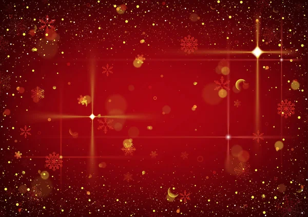 Roter Abstrakter Weihnachtlicher Hintergrund Mit Glitzern Und Schneeflocken Und Glitzereffekt — Stockvektor