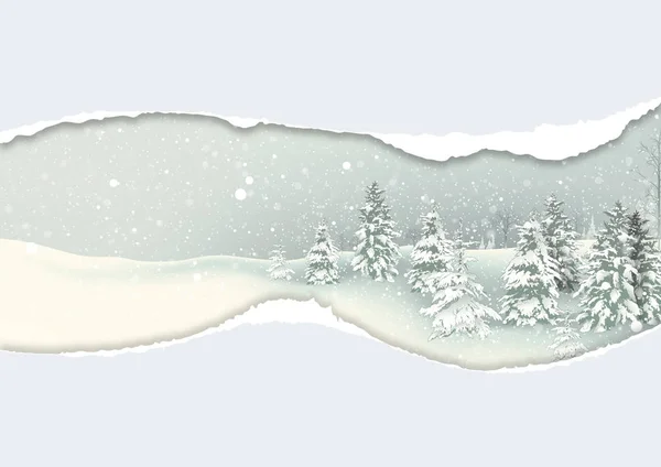 Fond de Noël avec paysage enneigé d'hiver — Image vectorielle