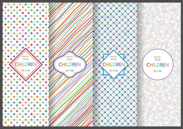 Coloridos Patrones Sin Costura Con Formas Geometría Brillante Para Niños — Vector de stock
