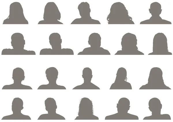 Set Van Mannelijke Vrouwelijke Hoofd Silhouetten Avatar Vector Mensen Pictogrammen — Stockvector