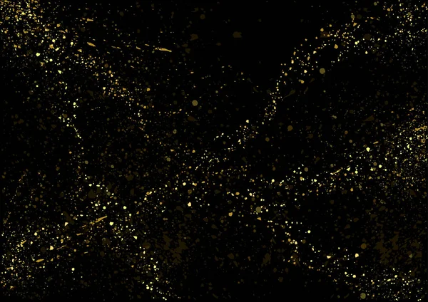 黒の背景に金の光沢のテクスチャ あなたのグラフィックデザイン ベクトルイラストの色の粒子と金の塵の効果 — ストックベクタ