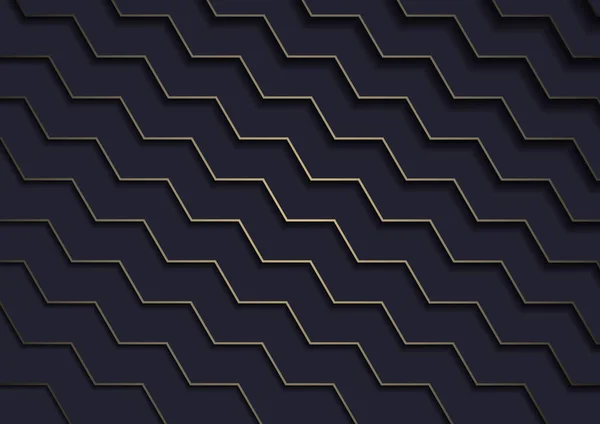 Dark Blue Background Gold Pattern Diagonal Stair Texture Shadows Dark — 스톡 벡터