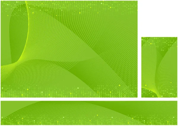 Vector Dynamic Tech Abstract Background Set Green Illustration Colored Lines — Stock Vector