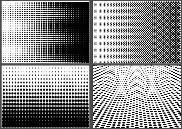 グラデーションハーフトーンドット柄の背景セット ブラックテンプレート Halftone Dot Pattern Vector Injection — ストックベクタ