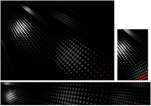 Černé Firemní Pozadí Tečkovaným Půltónovým Vzorem Sada Tří Ilustrací Pro — Stockový vektor