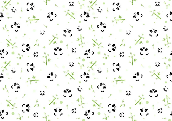 Padrão Bebê Sem Costura Com Rosto Panda Plantas Bambu Verde —  Vetores de Stock