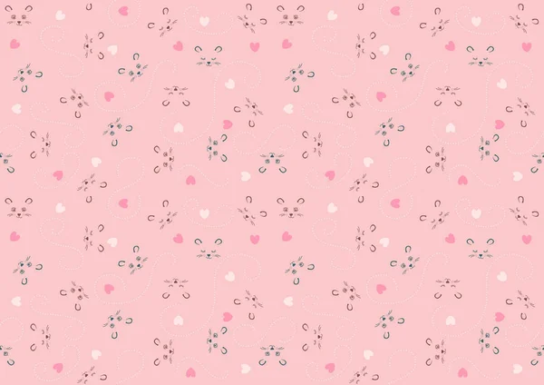 Seamless Baby Pattern Animal Character Decorations Pink Background Repetitive Print — Stock Vector