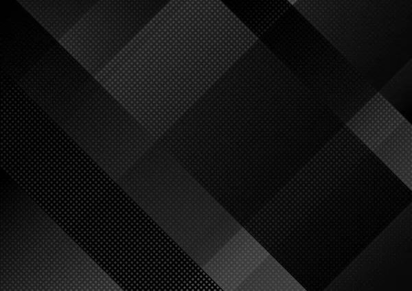 黒の抽象幾何学的グリッドの背景 ダークグレーの図形を持つダークパターン ベクトルイラスト — ストックベクタ