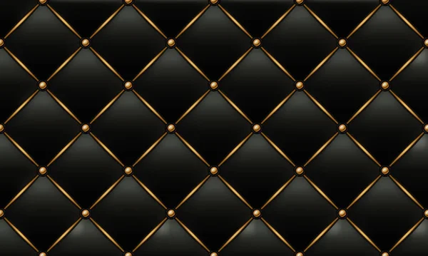 Gold Black Texture Leather Quilted Skin Background Illustration Vector — 스톡 벡터