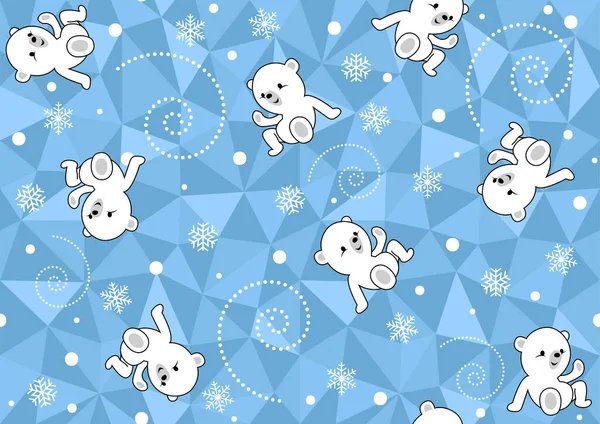 Seamless Baby Pattern Polar Bear Blue Polygonal Background Wintry Repetitive — Stock Vector