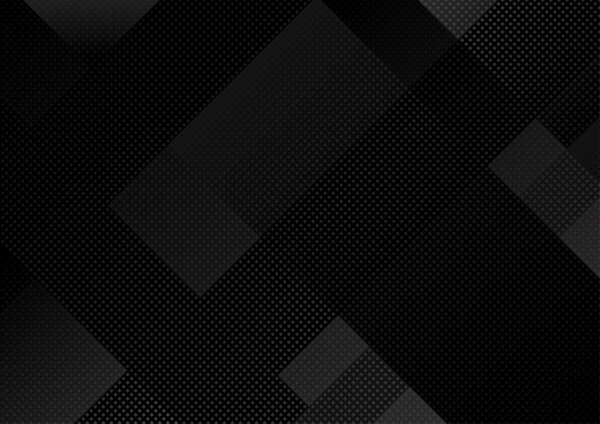 Black Abstract Geometric Grid Background - Dark Pattern with Diagonal Grid in Dark Gray Colors, Vector Illustration