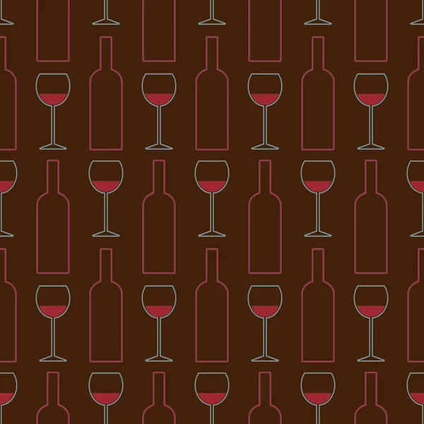 Vzor bezešvé sklenic na víno, láhve vína. Výrobě vína. Ochutnávka. Sommelier Stock Vektory