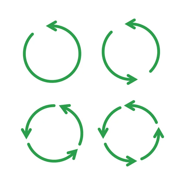 Zelené ikony opakovaně použitelných šipek, ekologické nebo recyklační vektorové znaky izolované na bílém pozadí — Stockový vektor