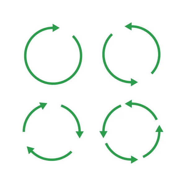 Zelené ikony opakovaně použitelných šipek, ekologické nebo recyklační vektorové znaky izolované na bílém pozadí — Stockový vektor