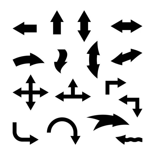 Conjunto de flechas vectoriales negras. Iconos vectoriales — Vector de stock