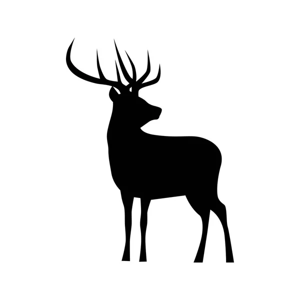 鹿的黑色剪影。动物图标矢量 — 图库矢量图片