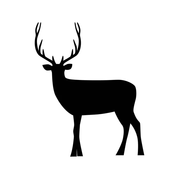 Černá silueta jelena. Vektor ikon zvířete Stock Ilustrace