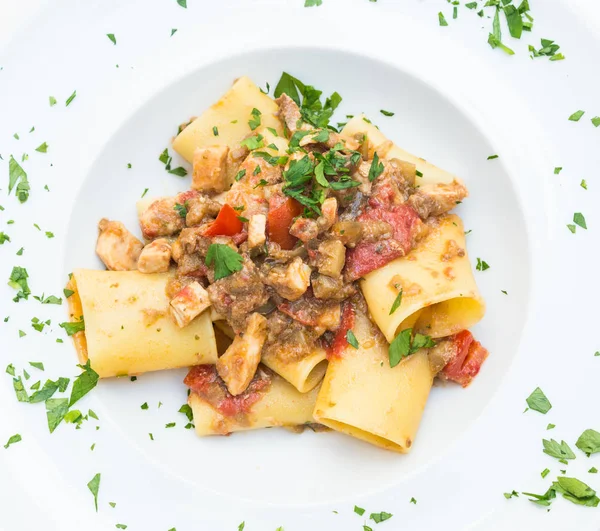 Otranto Town Puglia Region South Italy Traditional Paccheri Pasta Swordfish — Stock Photo, Image