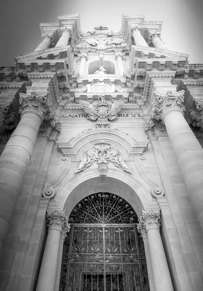 Detalle Catedral Barroca Siracusa Italia Situada Zona Ortigia — Foto de Stock