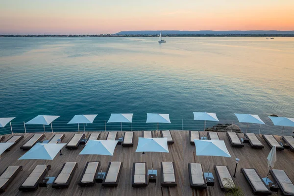 Siracusa Isola Sicilia Italia Tramonto Fronte Mare Alla Fine Una — Foto Stock